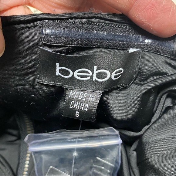 Bebe Dress Women’s Small Black Wonderland Strapless Peplum Sequin Cocktail Dress - Picture 9 of 14